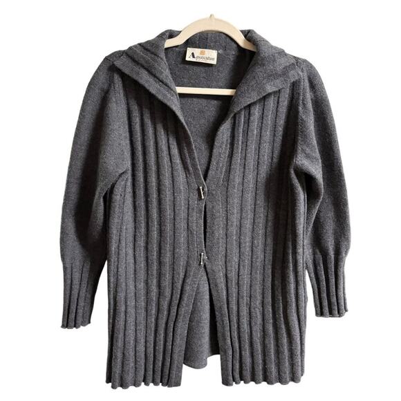VTG AQUASCUTUM London Wool Toggle Cardigan in Charcoal Gray SZ M - Picture 1 of 7
